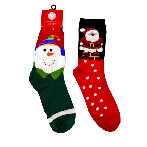 Snowman Santa Christmas Socks Bundle of 2 - Picture 1 of 3